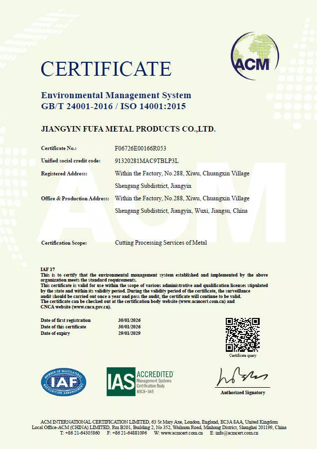 ISO 14001 Certified by SGS